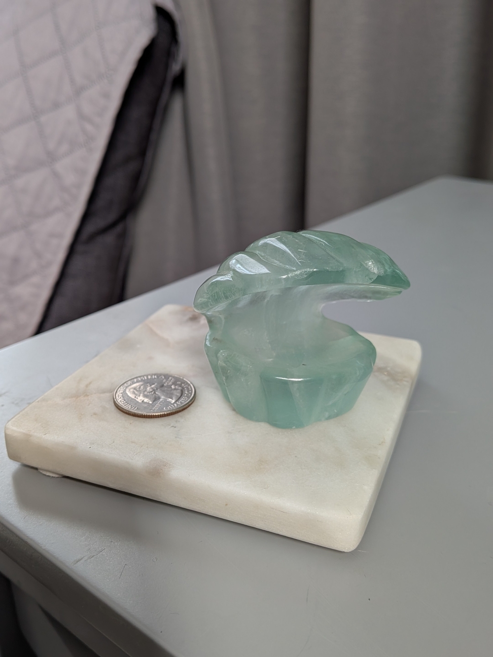 Green Flourite Carved Sea Shell